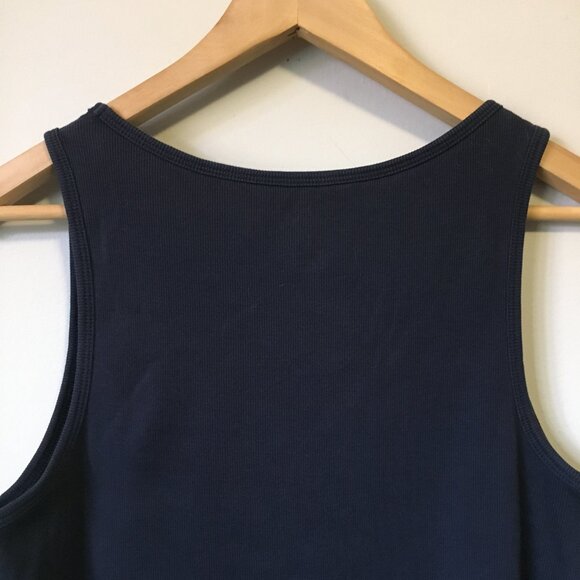 "346" Brooks Brothers Dark Navy Blue Vertical Ribbed Cotton Tank Top - Picture 5 of 11